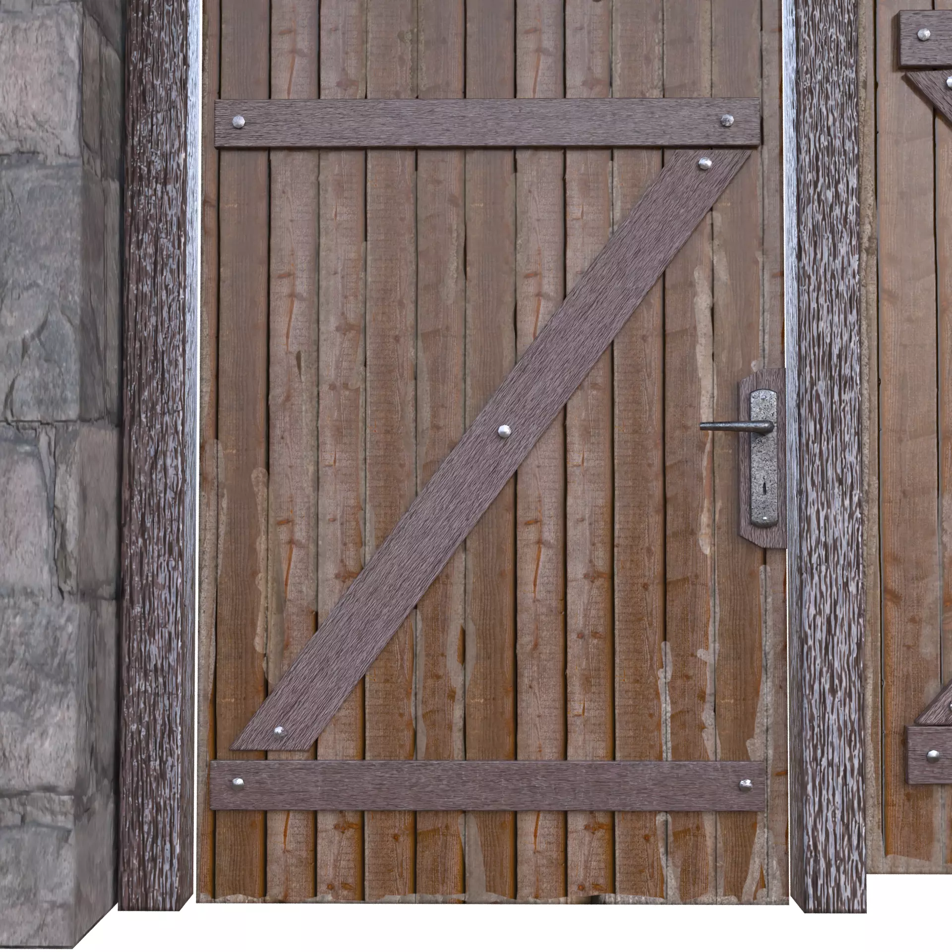 Rustic Farm Gate Low-poly 3D model_5