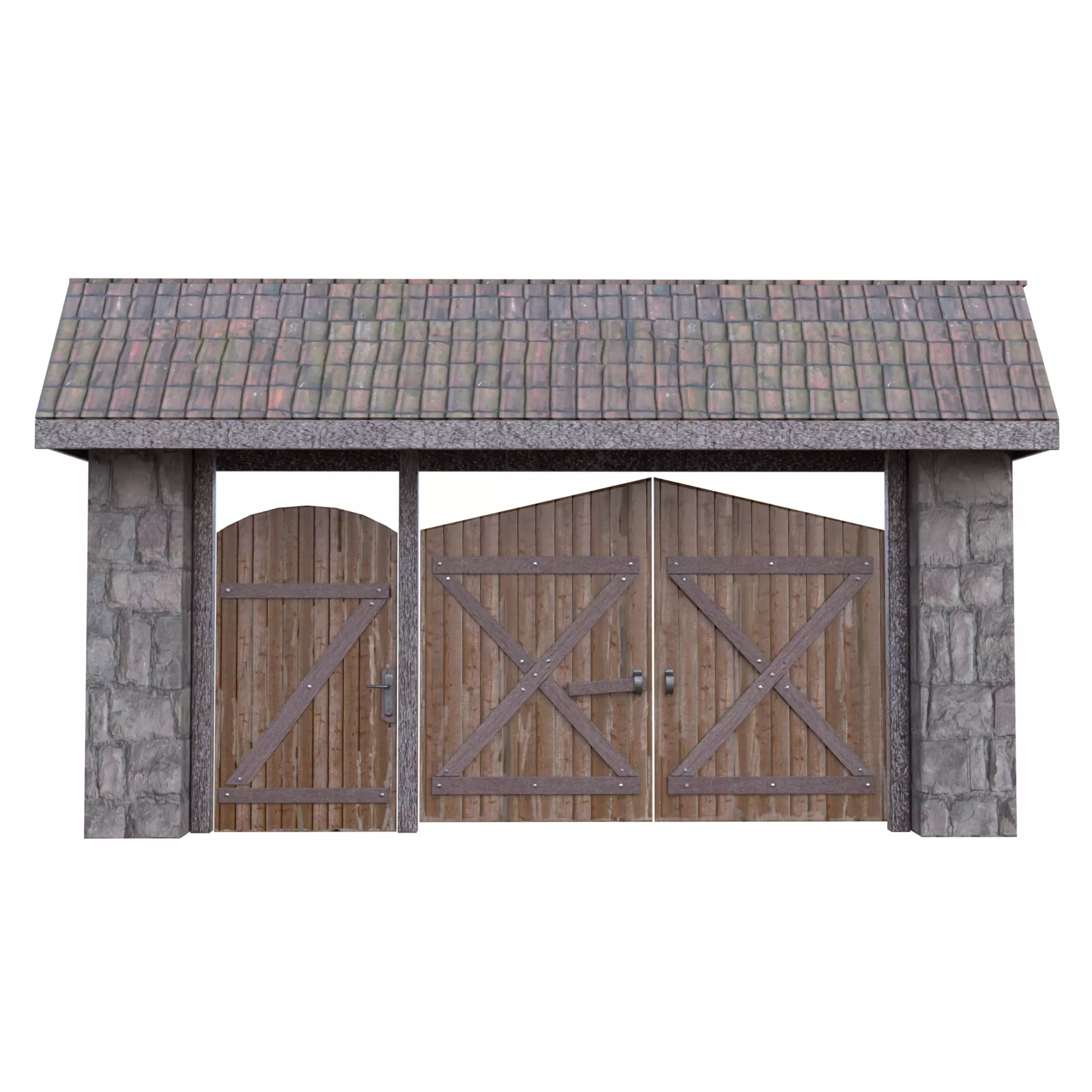 Rustic Farm Gate Low-poly 3D model_1