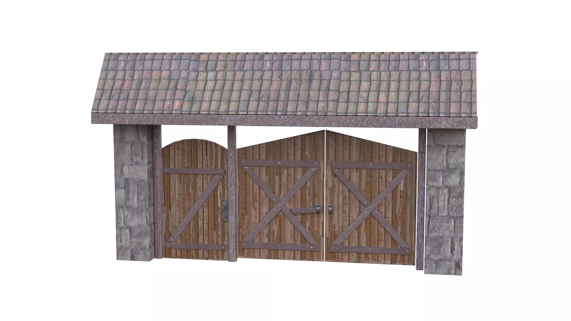 Rustic Farm Gate Low-poly 3D model_47