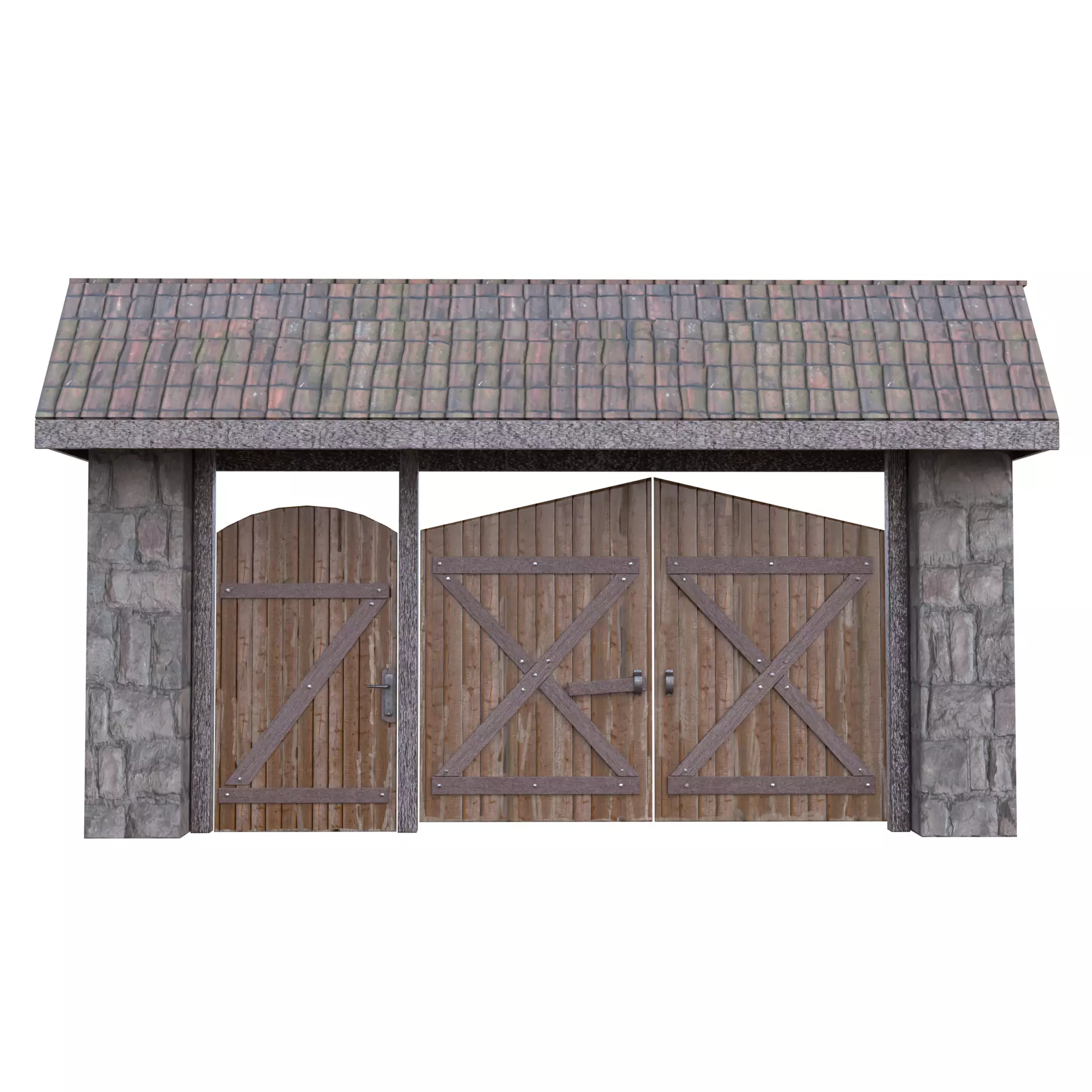 Rustic Farm Gate Low-poly 3D model_2