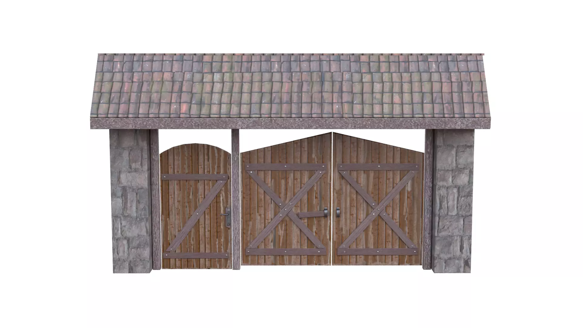 Rustic Farm Gate Low-poly 3D model_13