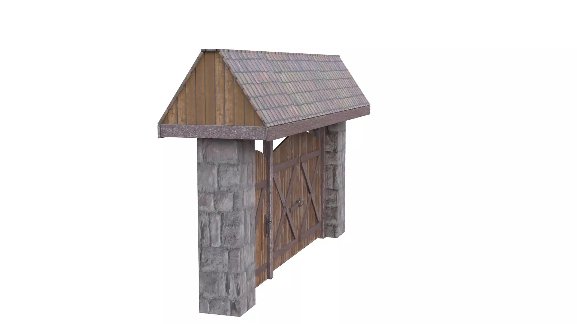 Rustic Farm Gate Low-poly 3D model_20