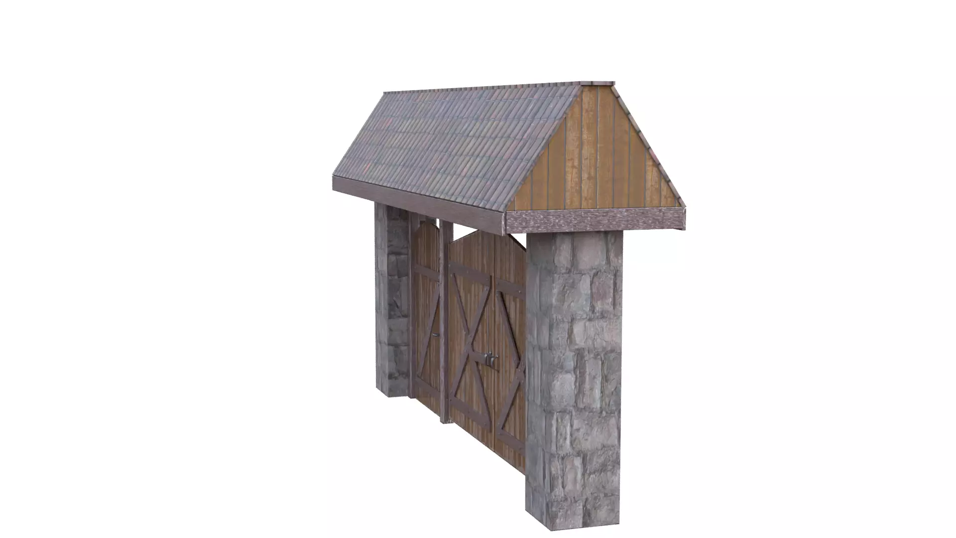 Rustic Farm Gate Low-poly 3D model_41