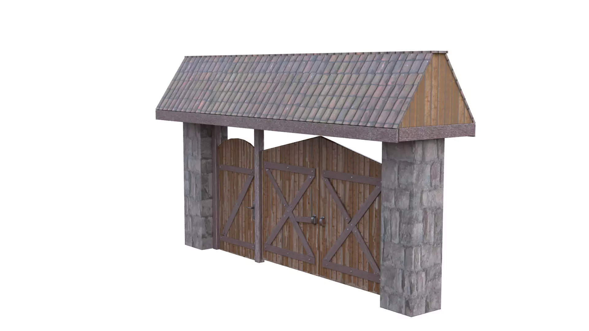 Rustic Farm Gate Low-poly 3D model_43