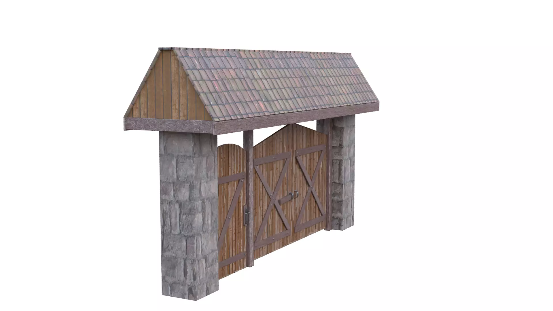 Rustic Farm Gate Low-poly 3D model_19