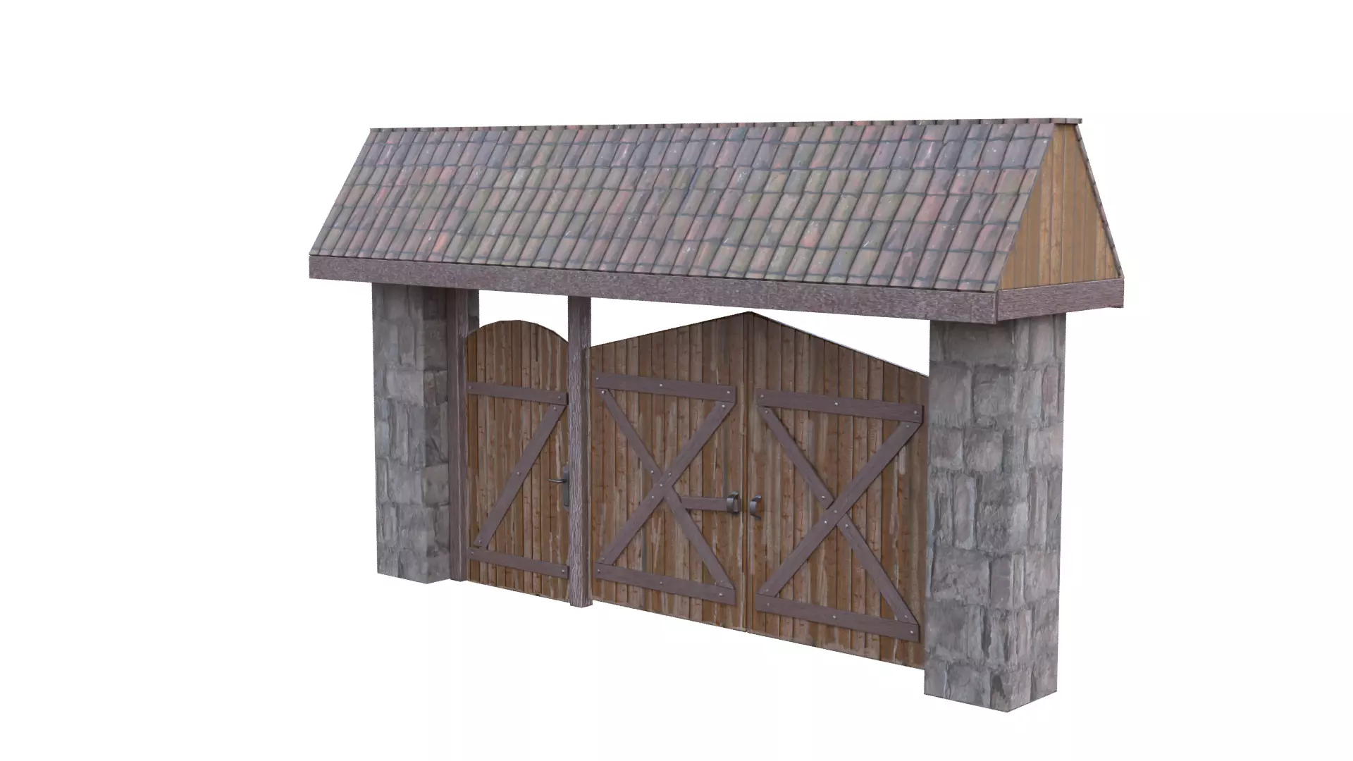 Rustic Farm Gate Low-poly 3D model_44