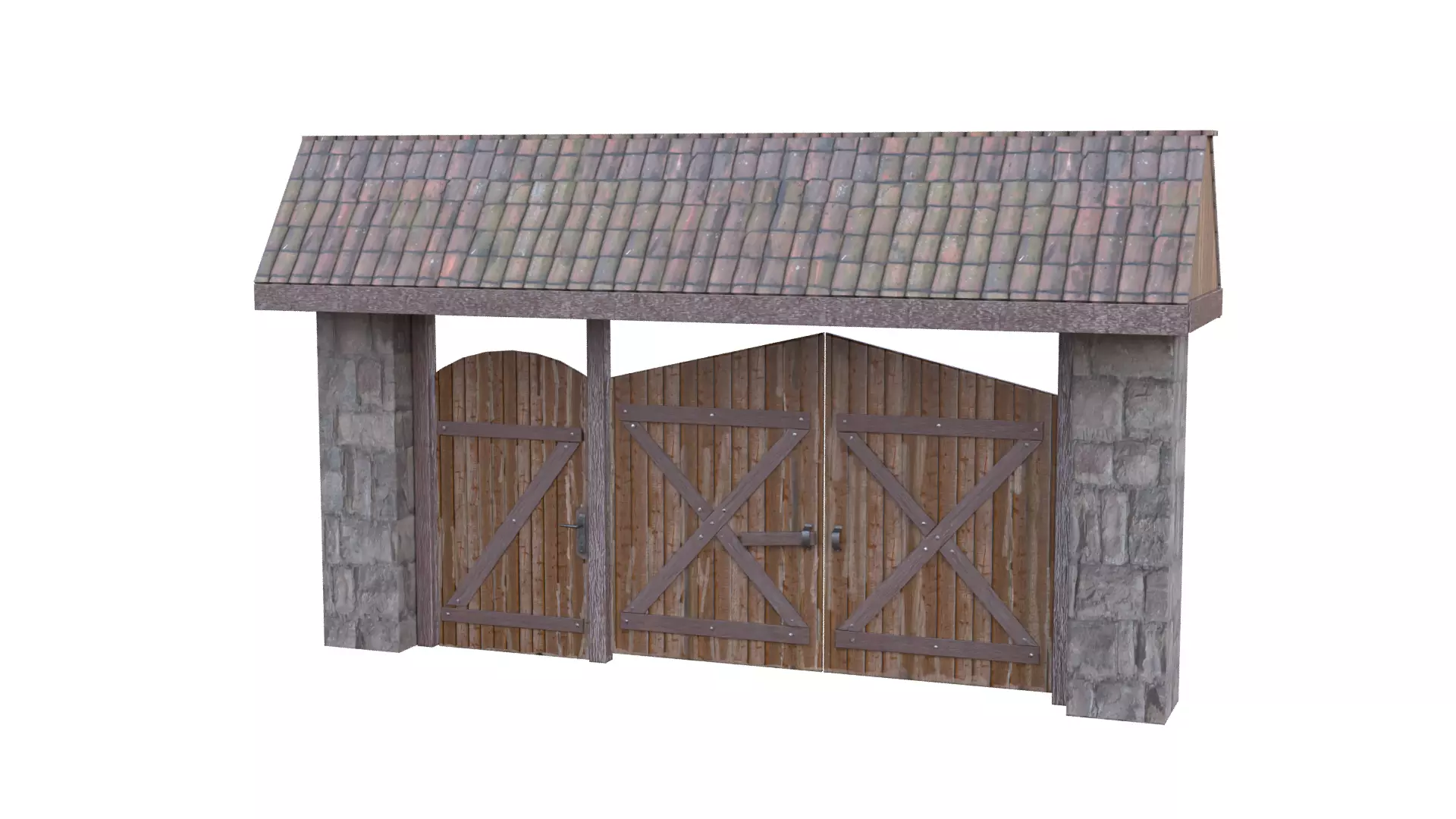 Rustic Farm Gate Low-poly 3D model_46