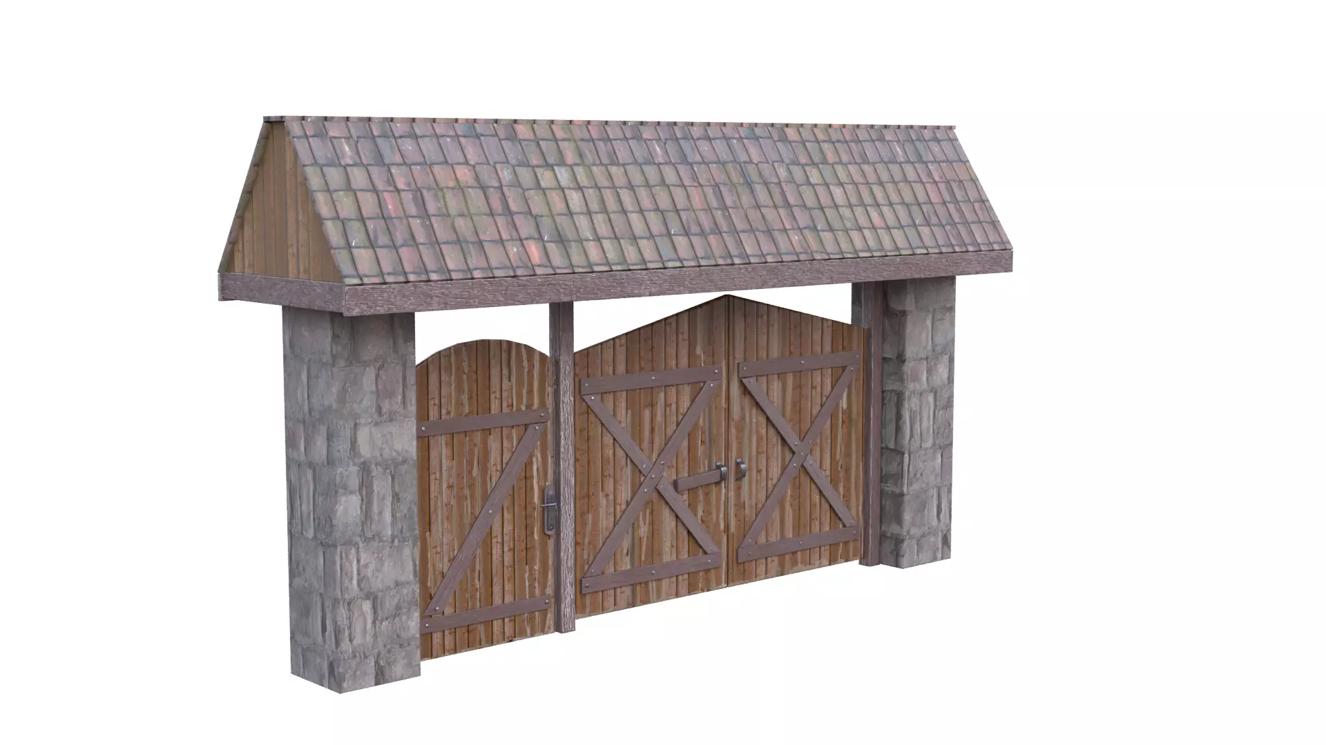 Rustic Farm Gate Low-poly 3D model_17