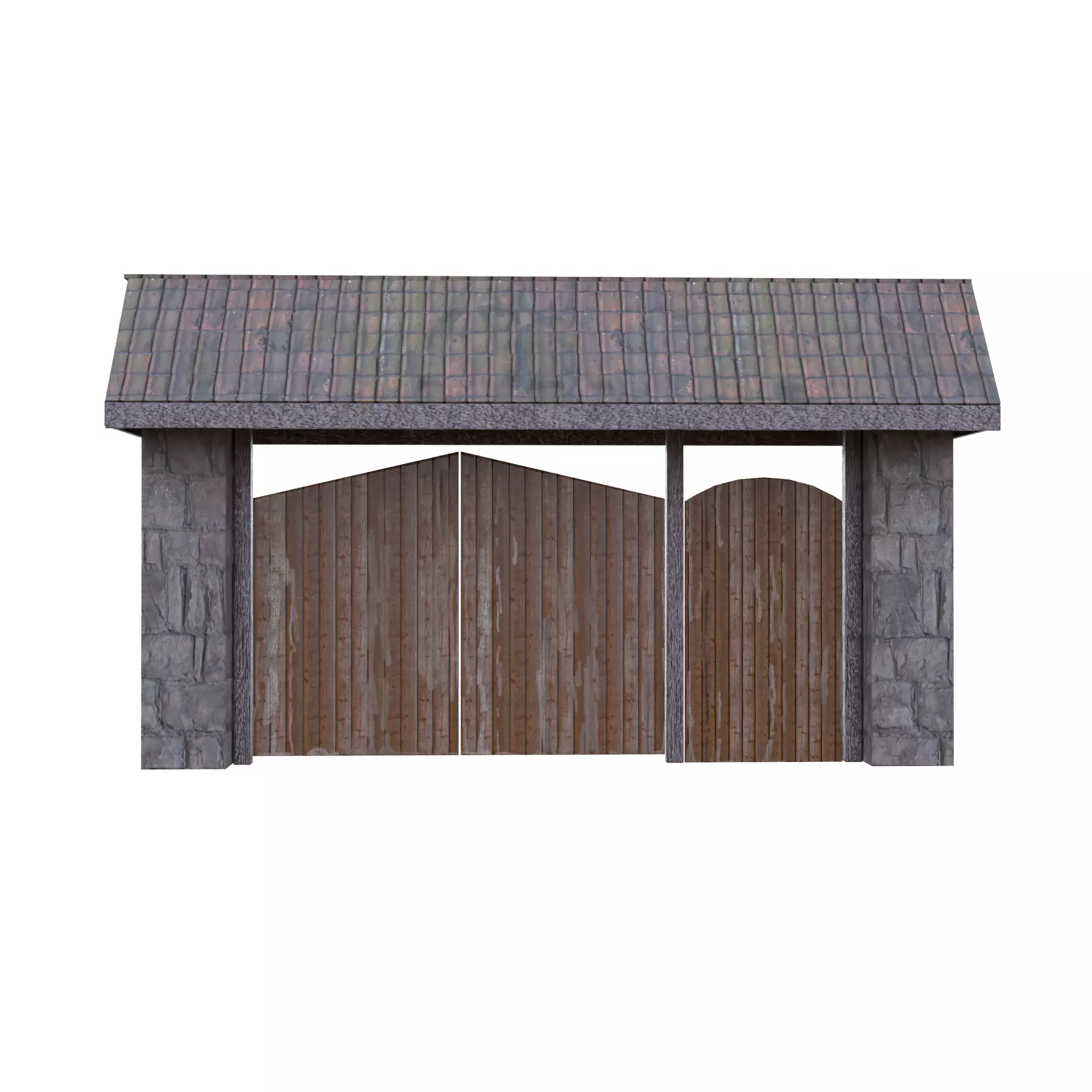 Rustic Farm Gate Low-poly 3D model_7