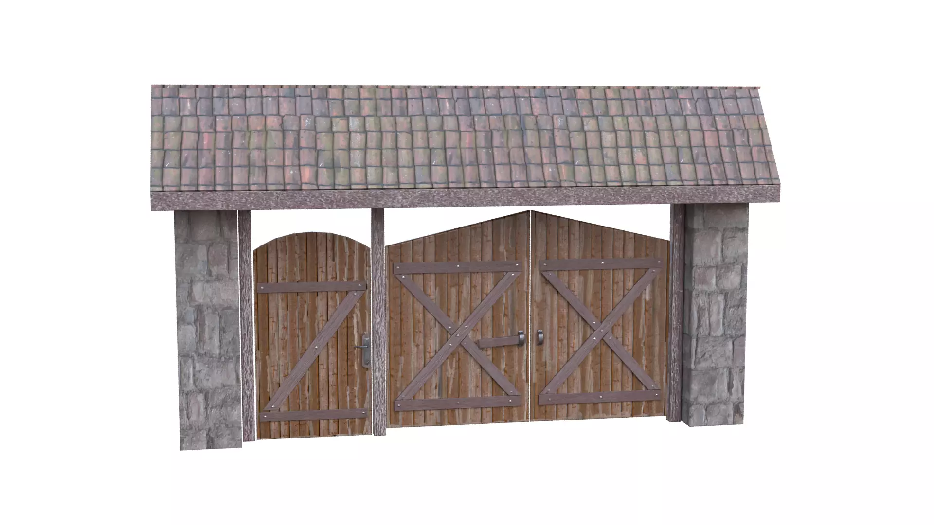Rustic Farm Gate Low-poly 3D model_14