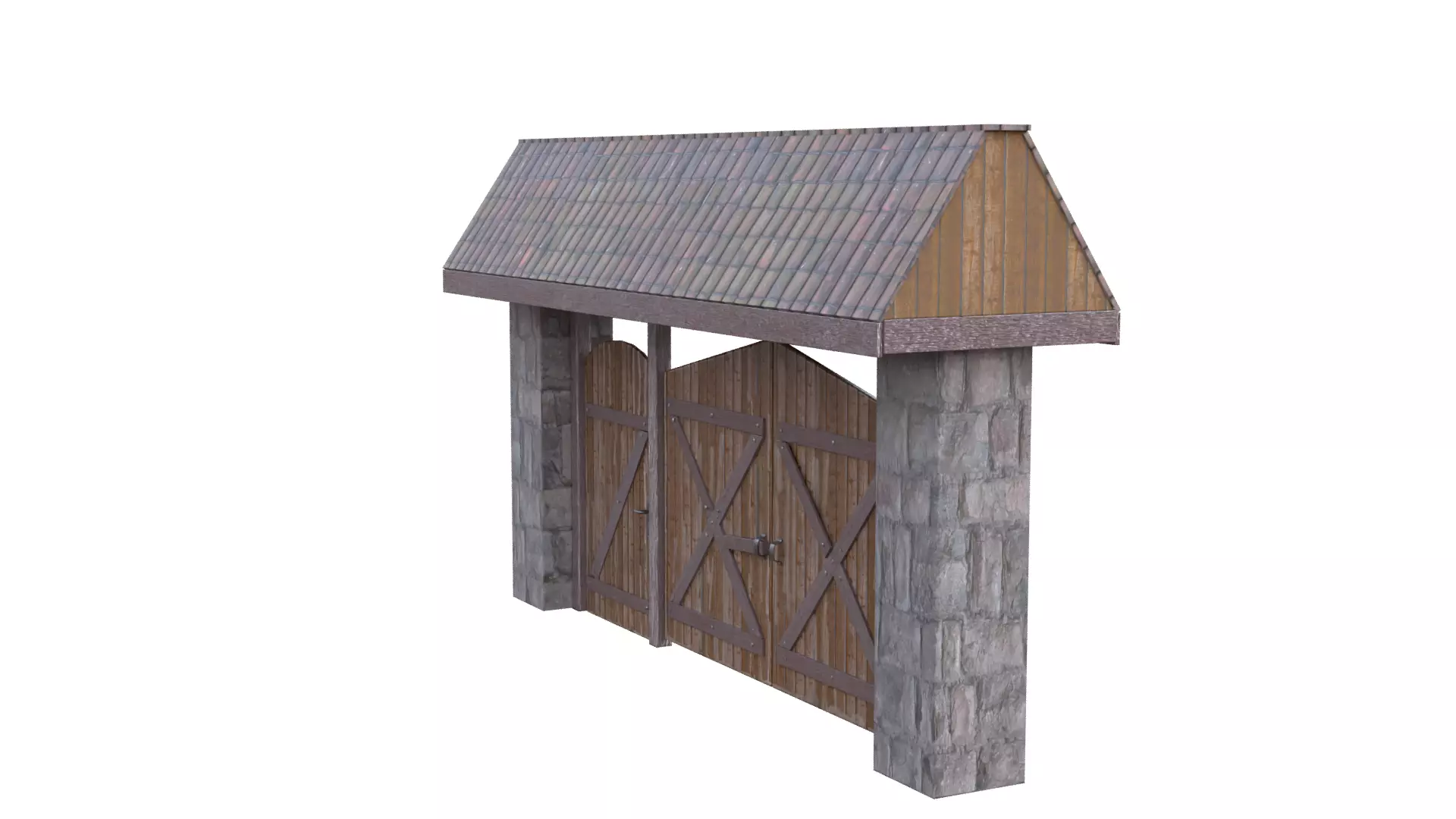 Rustic Farm Gate Low-poly 3D model_42