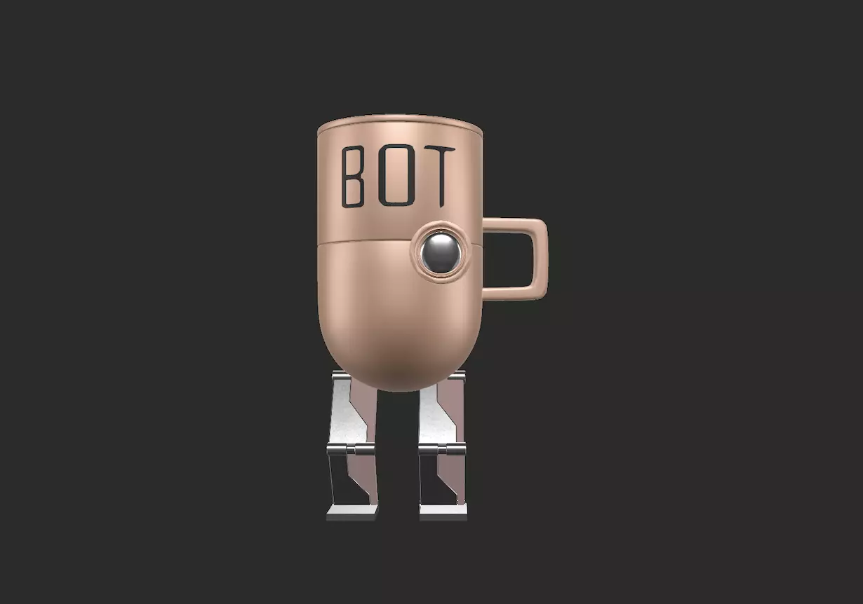 Cup -Bot Mug Cute Robot Mug 3D Model Game Ready Low Poly Low-poly 3D model