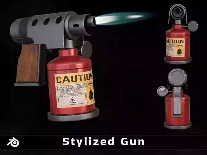 Stylized Gun - Flame Pistol Low-poly 3D model