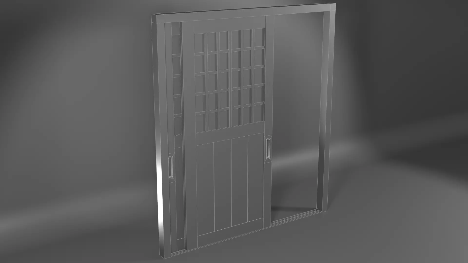 Japanese Slide Door Low-poly 3D model_7