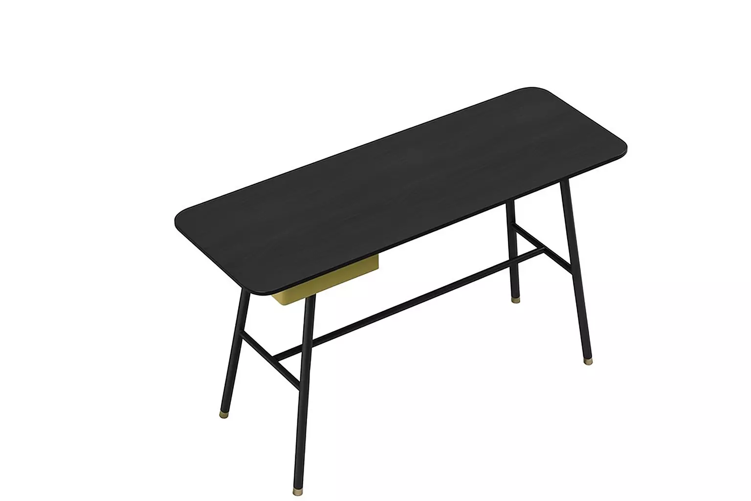 Modern Black Desk 3D Office Furniture with Gold Details Free 3D model
