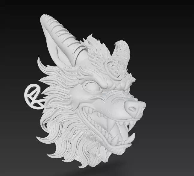 Demonic Fox Beast Head Stylized 3D Printable Fantasy Creature 3D print model_10