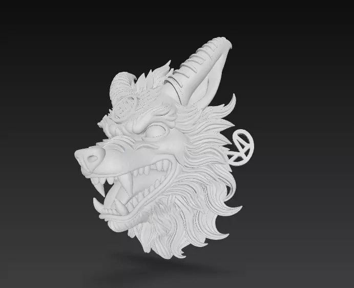 Demonic Fox Beast Head Stylized 3D Printable Fantasy Creature 3D print model_9