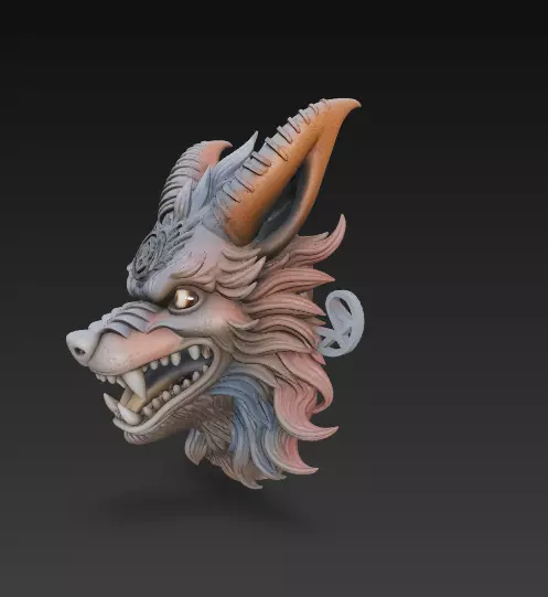 Demonic Fox Beast Head Stylized 3D Printable Fantasy Creature 3D print model_4