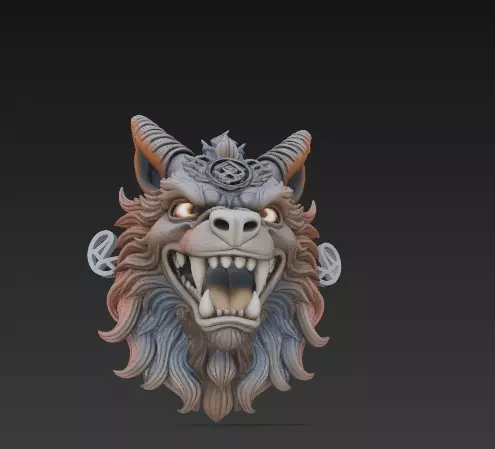 Demonic Fox Beast Head Stylized 3D Printable Fantasy Creature 3D print model_2