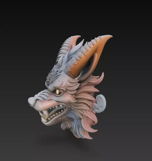Demonic Fox Beast Head Stylized 3D Printable Fantasy Creature 3D print model_8