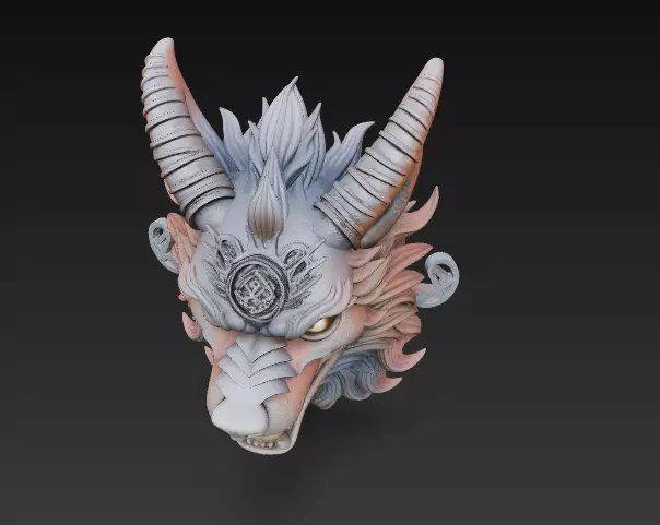 Demonic Fox Beast Head Stylized 3D Printable Fantasy Creature 3D print model_5