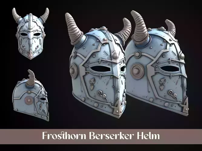 Stylized Viking Helmet - Frosthorn Berserker Free 3D print model