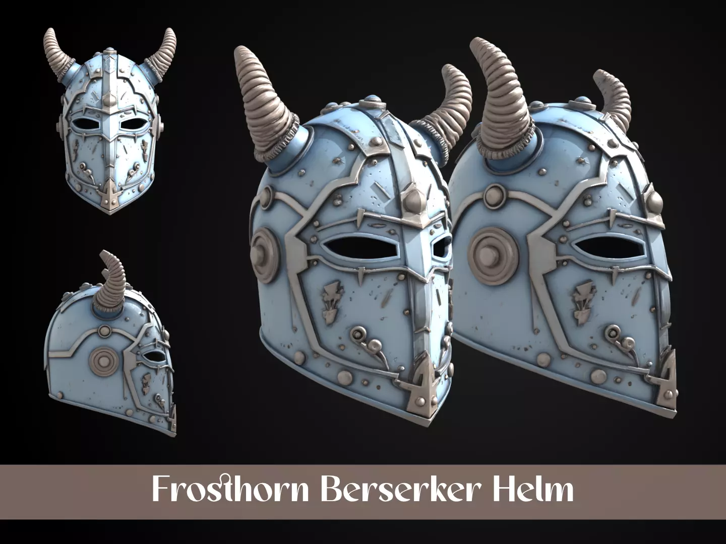Stylized Viking Helmet - Frosthorn Berserker Free 3D print model_0