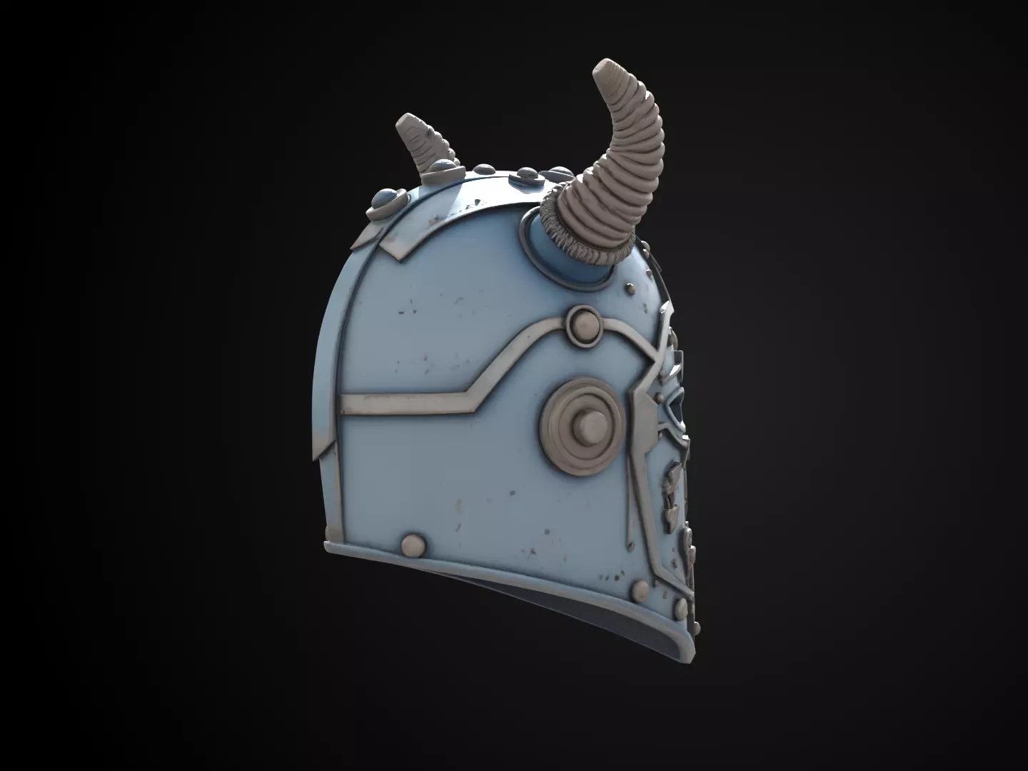 Stylized Viking Helmet - Frosthorn Berserker Free 3D print model_4