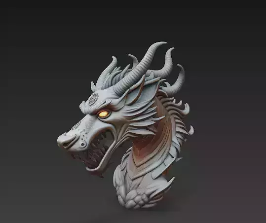 Runic Demon Dragon Head Stylized 3D Printable Fantasy Bust 3D print model