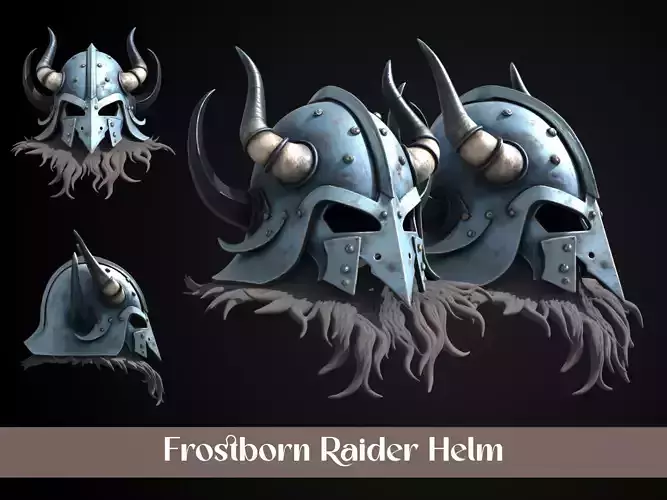 Stylized Viking Helmet - Frostborn Raider 3D print model