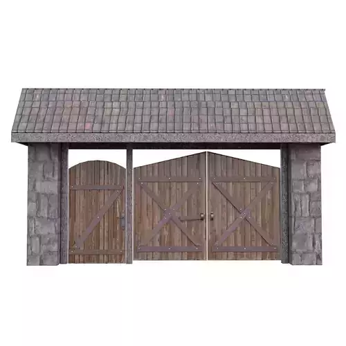 Animated Rustic Farm Gate Low-poly 3D model