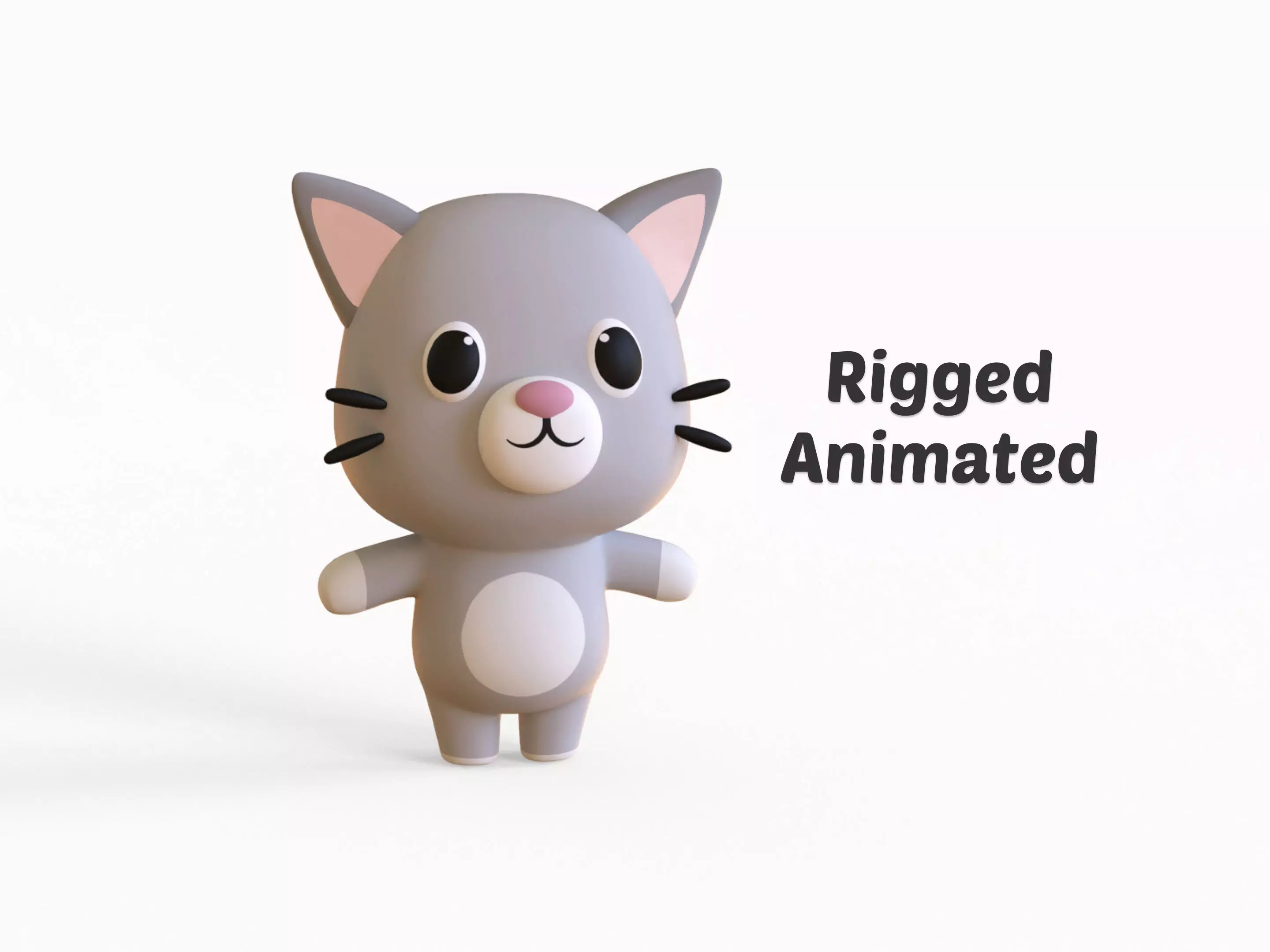 Cartoon Cat - Chubby Animal Rigged Low-poly 3D model