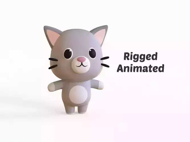Cartoon Cat - Chubby Animal Rigged Low-poly 3D model