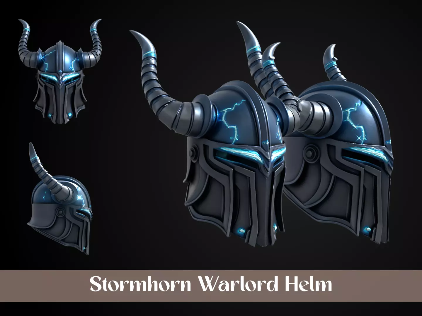Stylized Viking Helmet - Stormhorn Warlord 3D print model_0
