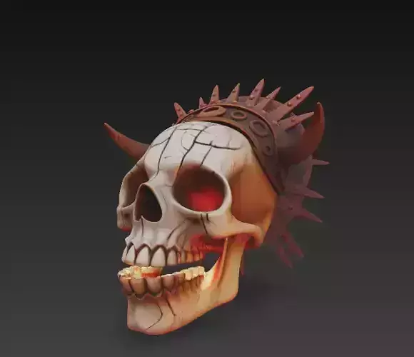 Infernal Skull Mask Spiked Demon Helmet with Cracked Bone 3D print model
