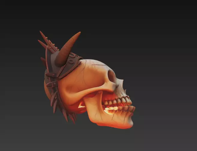 Infernal Skull Mask Spiked Demon Helmet with Cracked Bone 3D print model_4