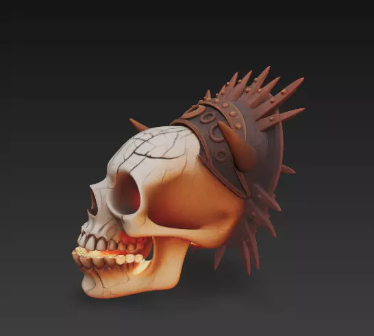 Infernal Skull Mask Spiked Demon Helmet with Cracked Bone 3D print model_3