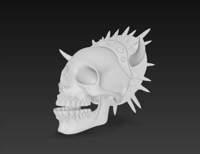 Infernal Skull Mask Spiked Demon Helmet with Cracked Bone 3D print model_10