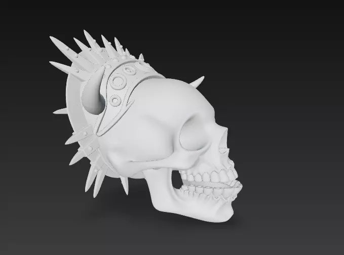 Infernal Skull Mask Spiked Demon Helmet with Cracked Bone 3D print model_9
