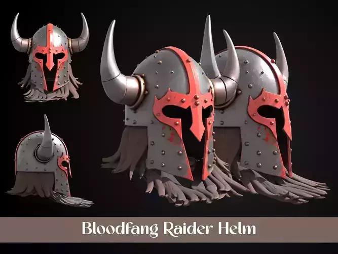 Stylized Viking Helmet - Bloodfang Raider 3D print model