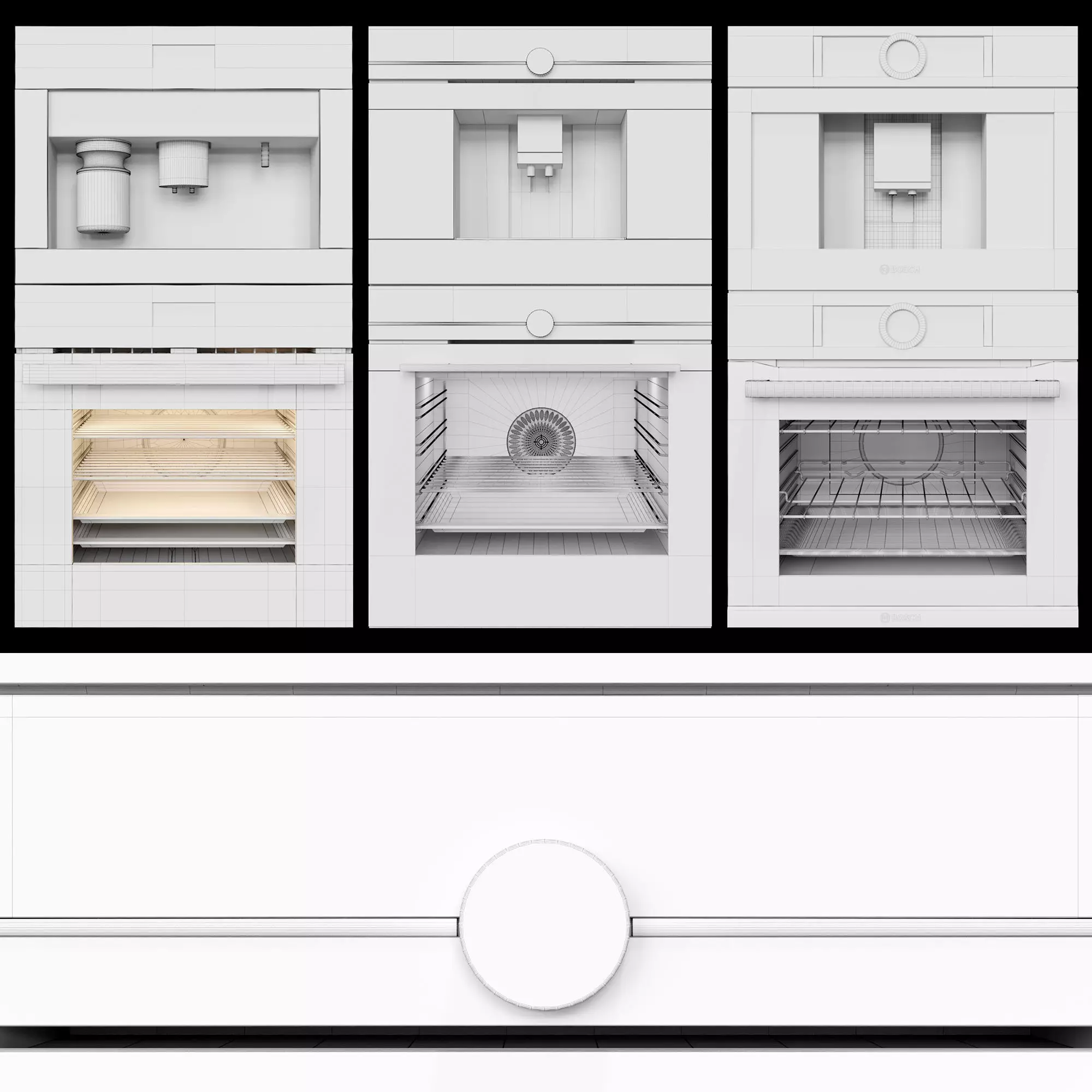 Miele Siemens and Bosch double oven and coffeemaker collection S 3D model_4