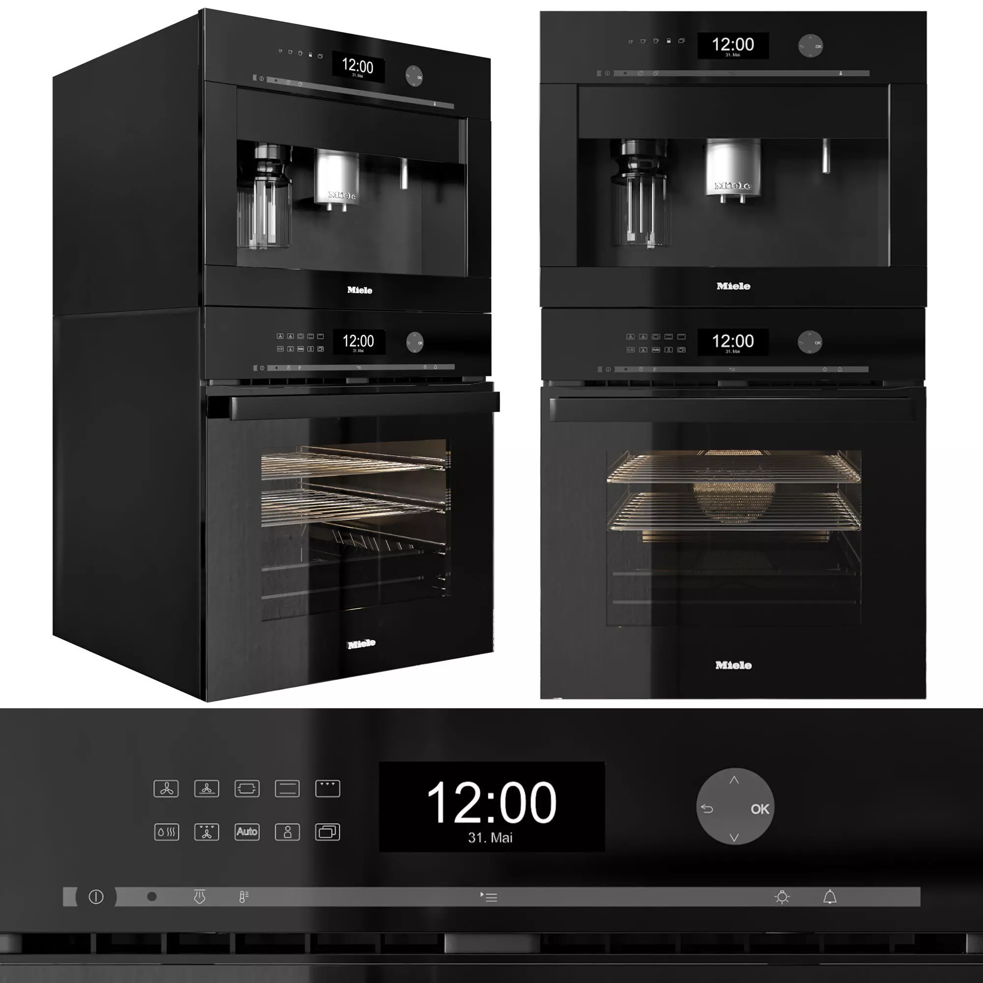 Miele Siemens and Bosch double oven and coffeemaker collection S 3D model_1