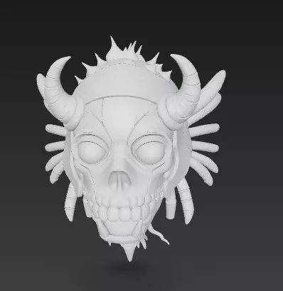 Doom Jester Skull - Stylized Demonic Mask with Demonic 5 3D print model_10