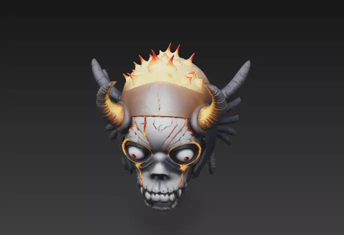 Doom Jester Skull - Stylized Demonic Mask with Demonic 5 3D print model_3