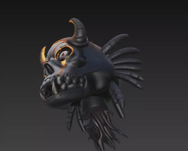 Doom Jester Skull - Stylized Demonic Mask with Demonic 5 3D print model_4