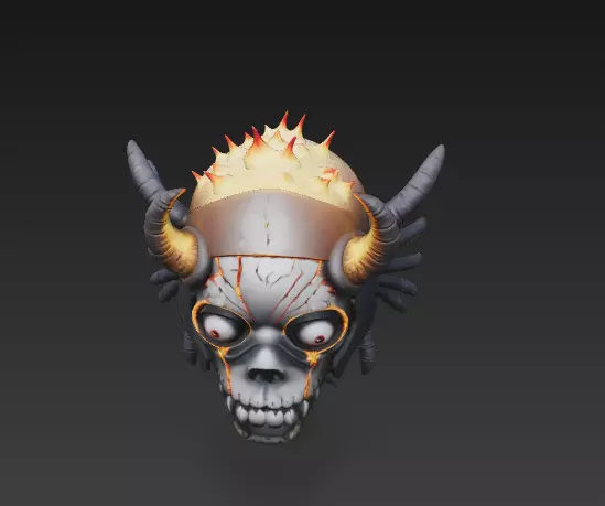 Doom Jester Skull - Stylized Demonic Mask with Demonic 5 3D print model_8