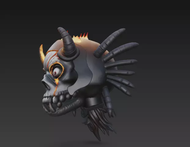 Doom Jester Skull - Stylized Demonic Mask with Demonic 5 3D print model_1