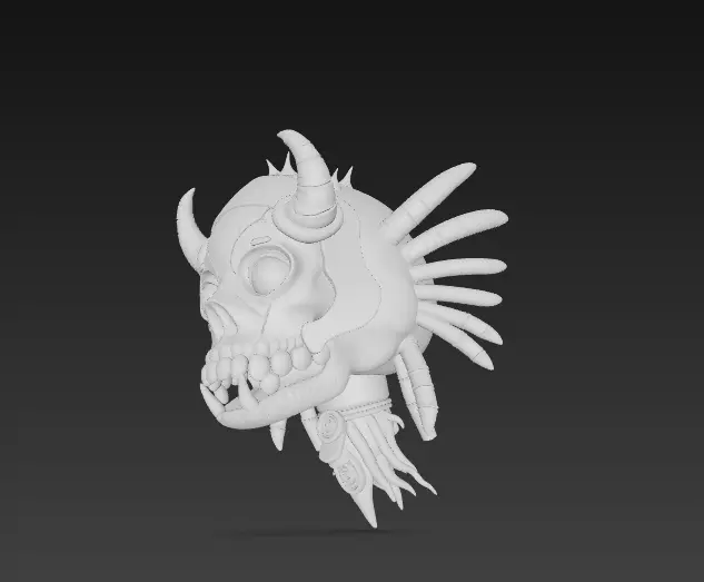 Doom Jester Skull - Stylized Demonic Mask with Demonic 5 3D print model_9