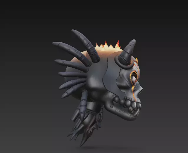 Doom Jester Skull - Stylized Demonic Mask with Demonic 5 3D print model_0