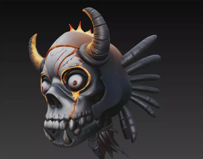 Doom Jester Skull - Stylized Demonic Mask with Demonic 5 3D print model_6